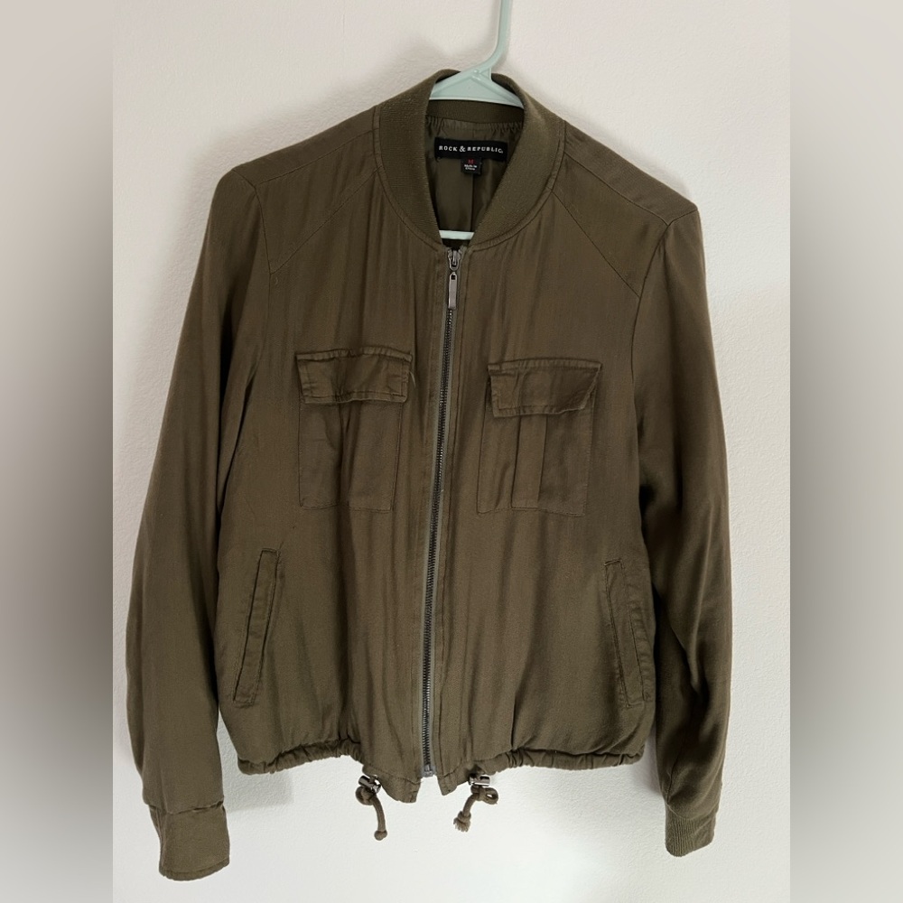 Rock & Republic Olive Green Zip-Up Jacket
